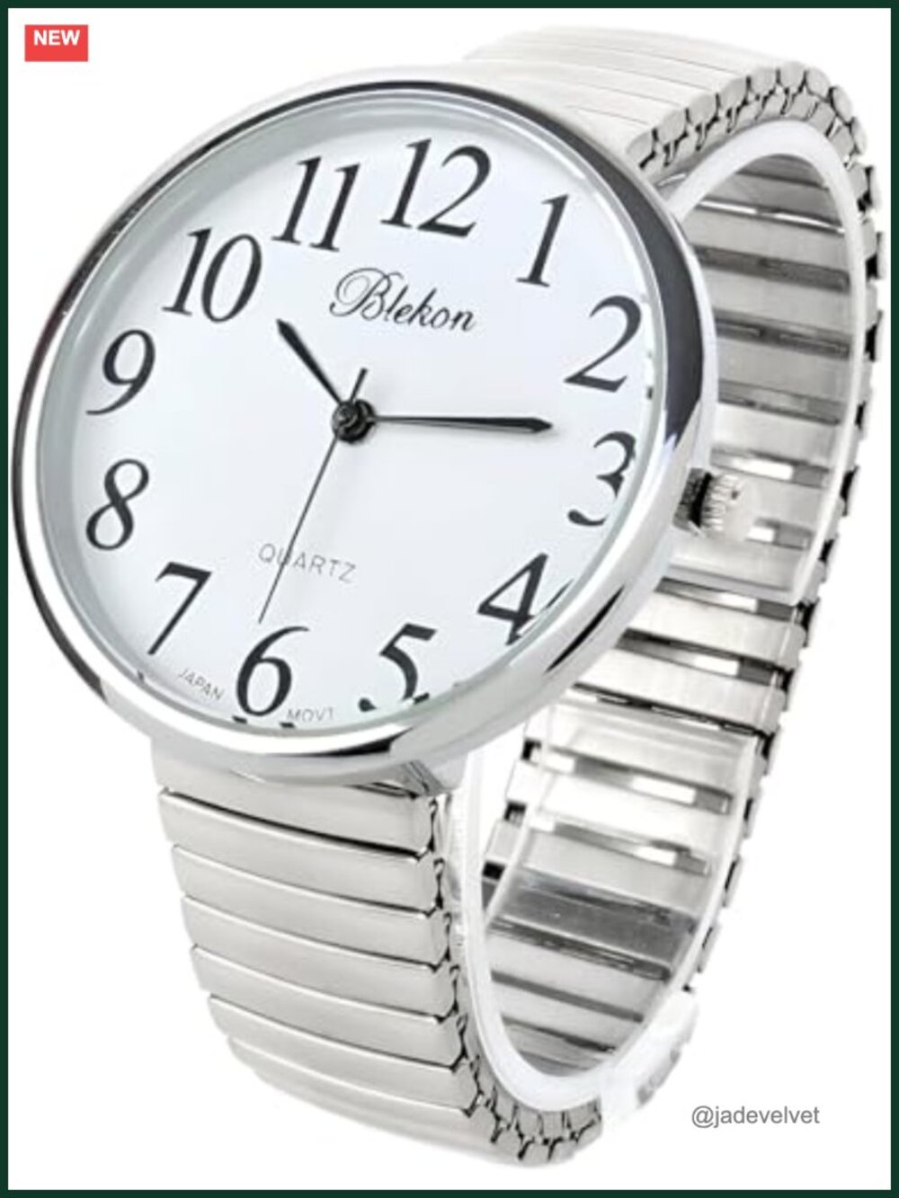 Geneva Super Large Stretch Watch Clear Number Easy Read Silver